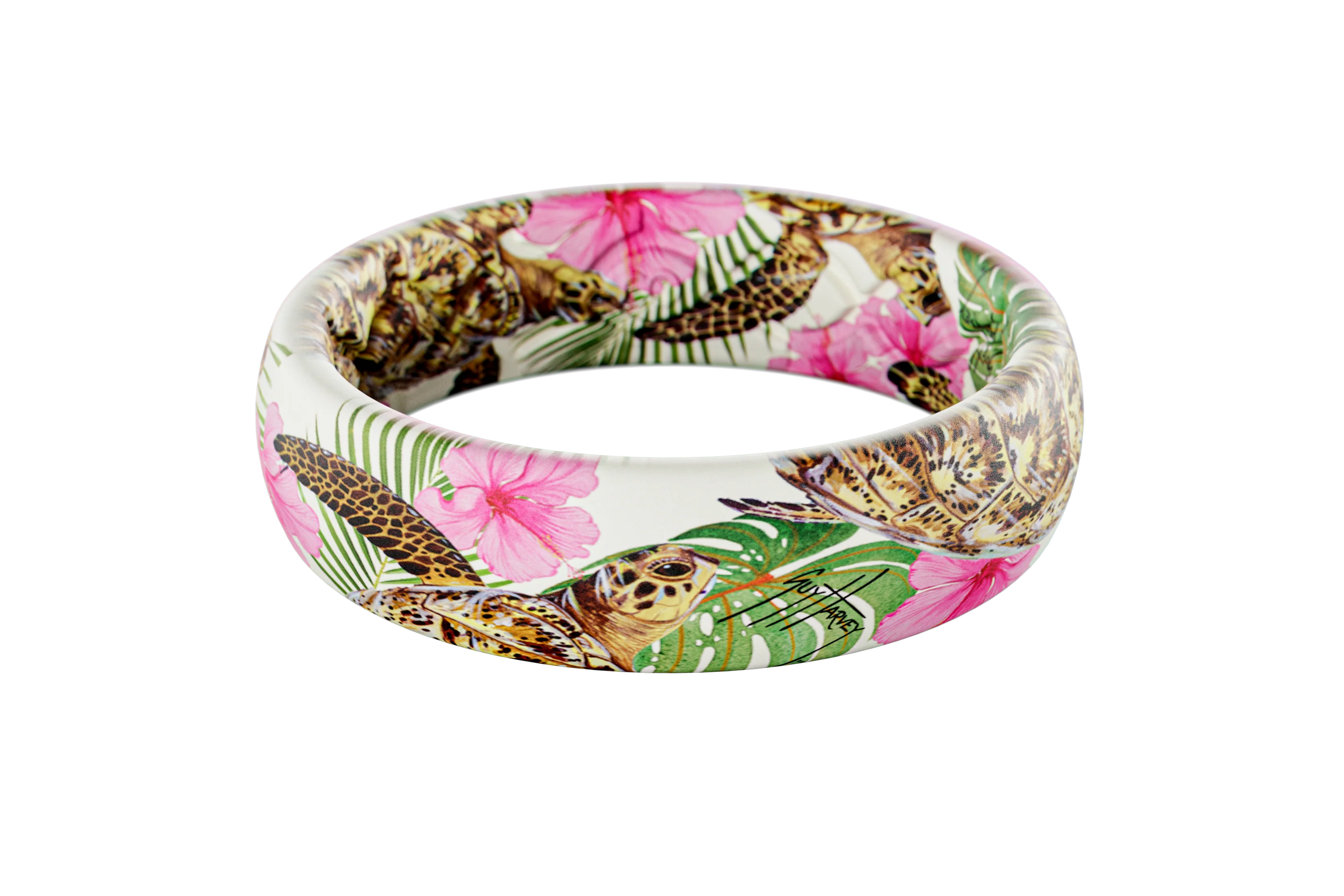 Guy Harvey Pink Hibiscus Turtle Thin Ring