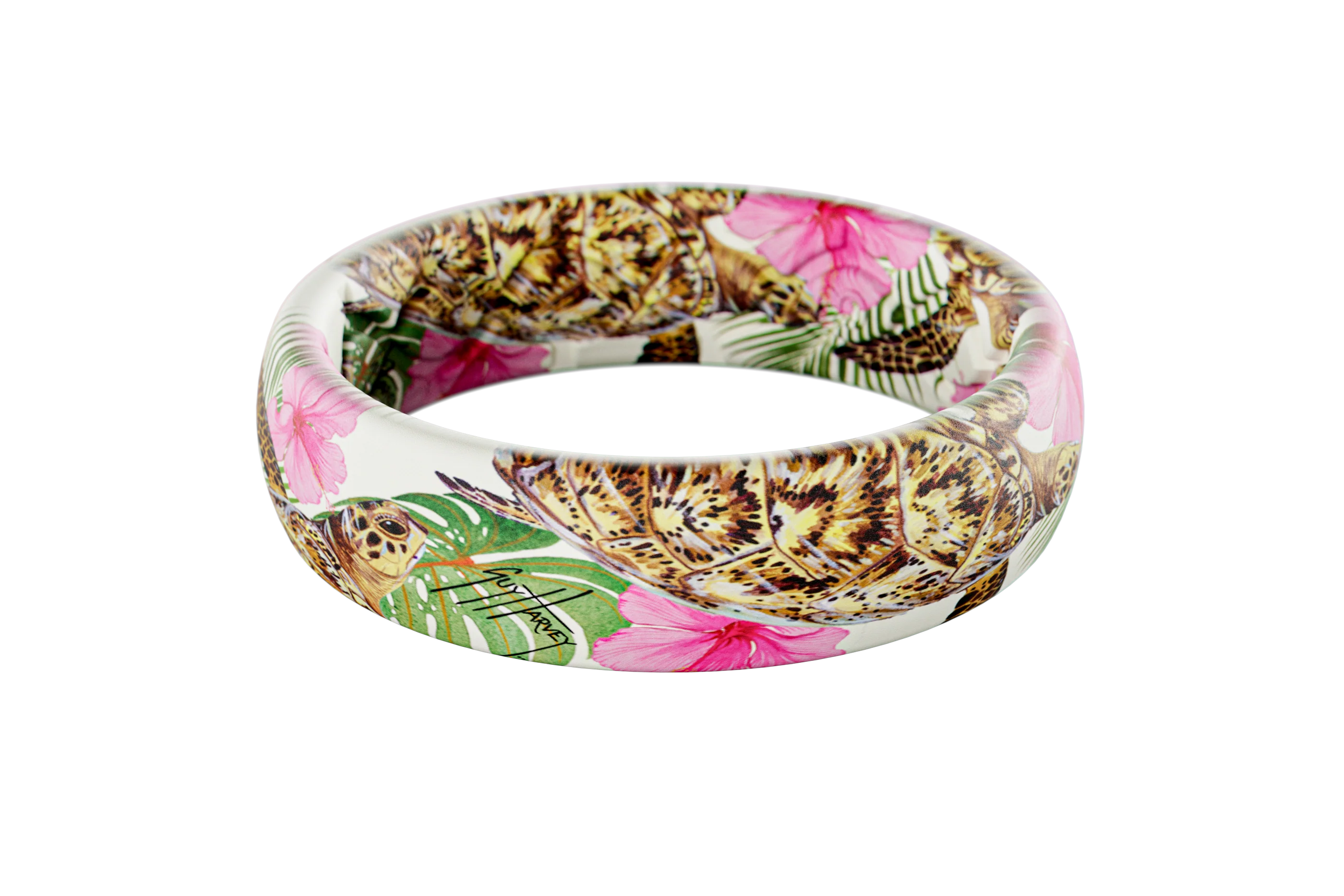 Guy Harvey Pink Hibiscus Turtle Thin Ring - Image 2